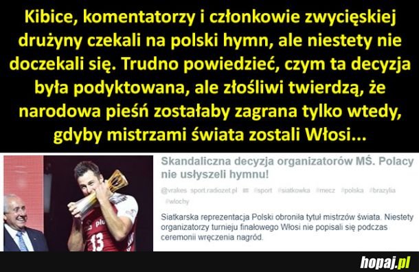 Polscy siatkarze nie usłyszeli hymnu po zwycięstwie