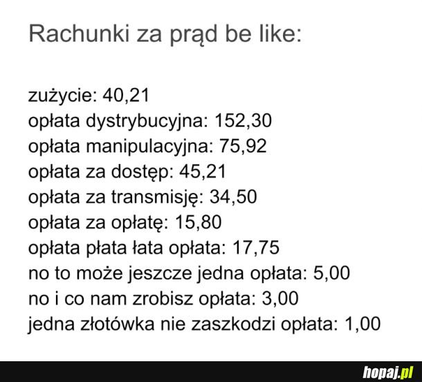Opłaty za prąd takie są
