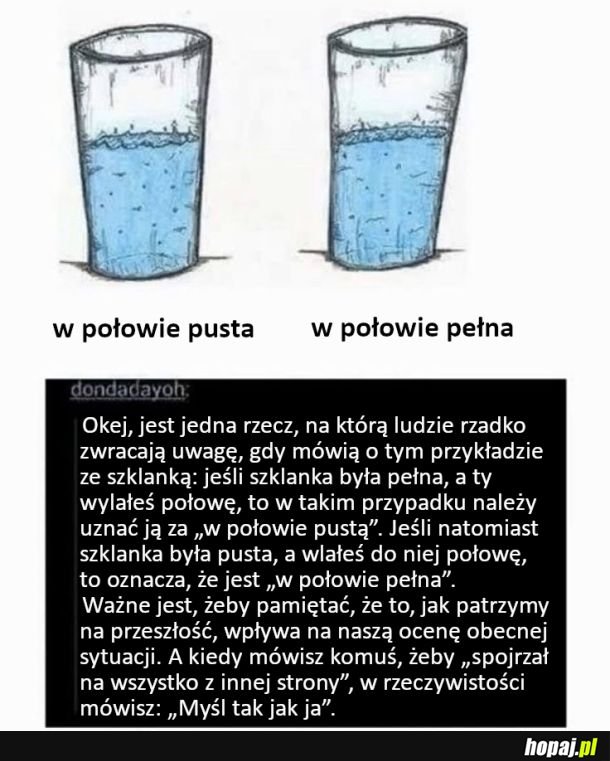 Szklanka w połowie pusta czy w połowie pełna