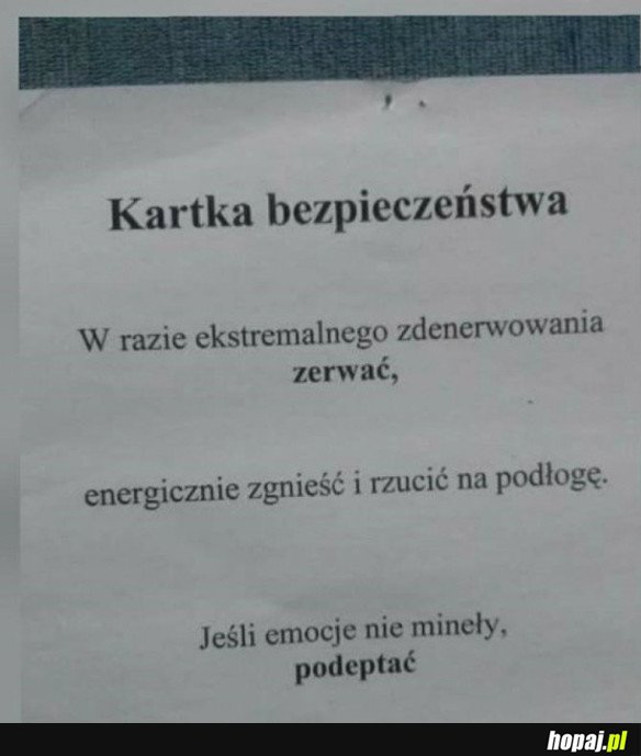 KARTKA BEZPIECZEŃSTWA