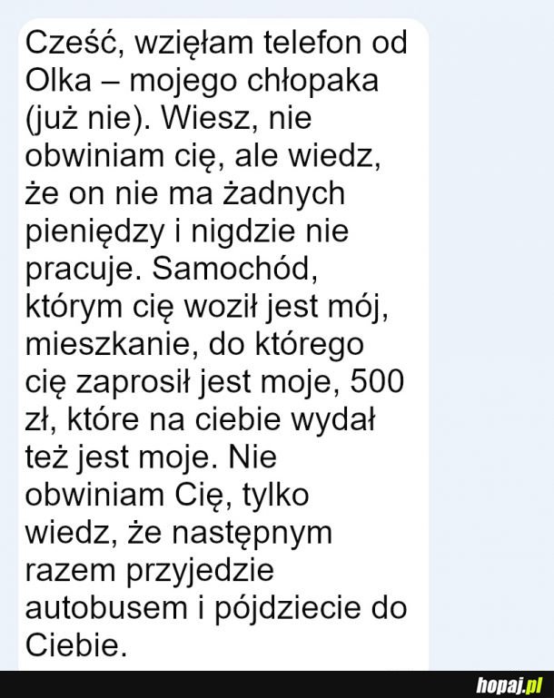 Nie obwiniam cię, ale wiedz, że...