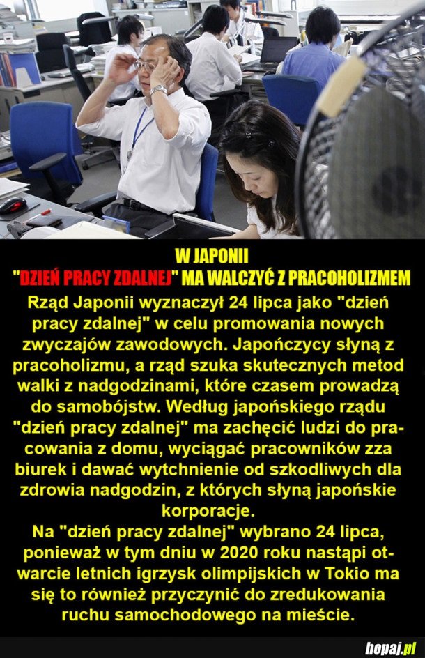 JAPOŃCZYCY ZACZYNAJĄ WALKĘ Z PRACOHOLIZMEM
