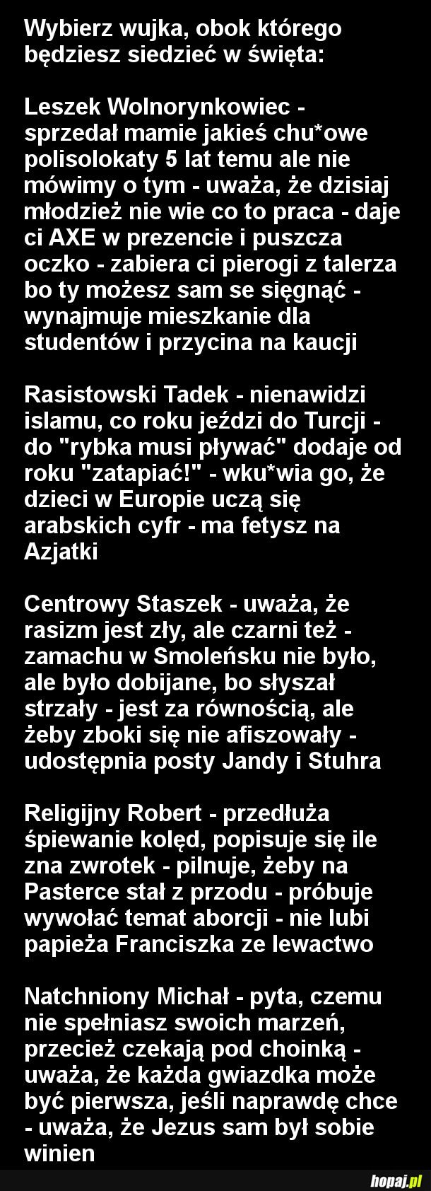 Wybierz obok kogo będziesz siedzieć w święta