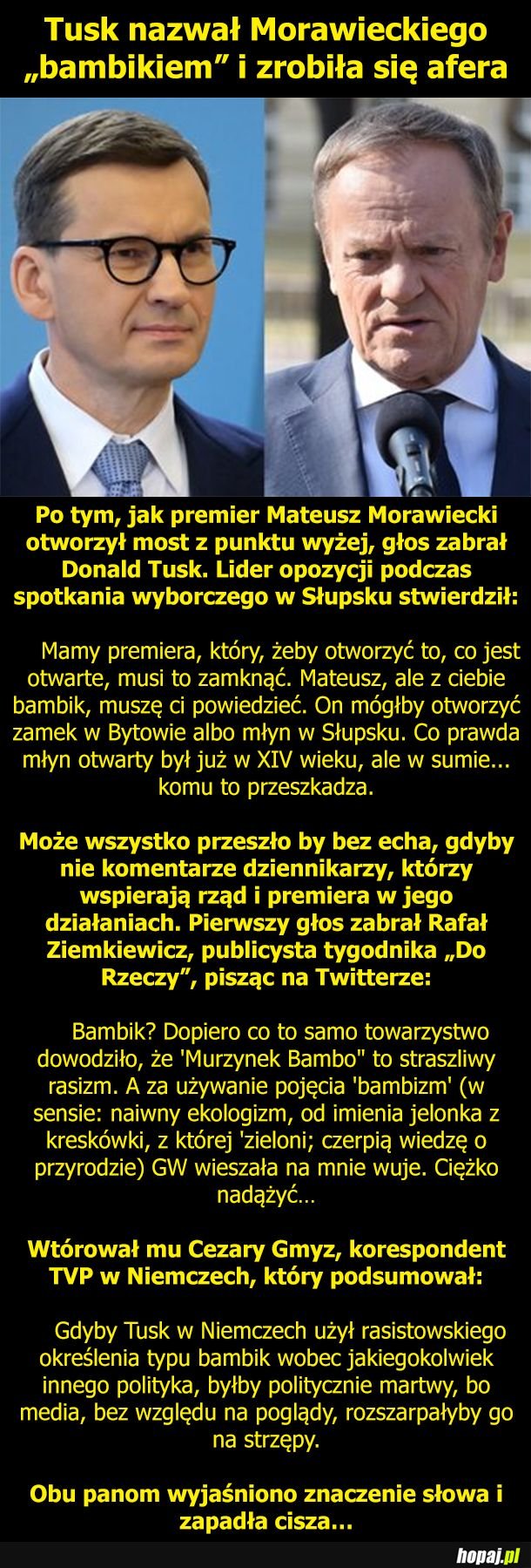 Tusk nazwał Morawieckiego bambikiem