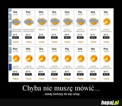 Chyba nie muszę mówić kiedy kończy mi się urlop...