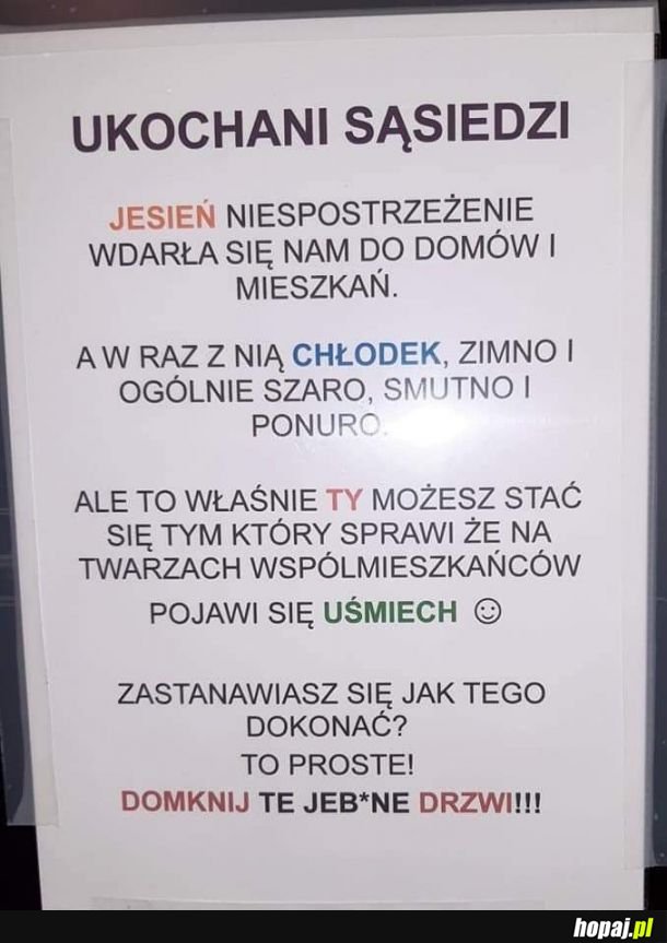 Jesienne ogłoszenie.