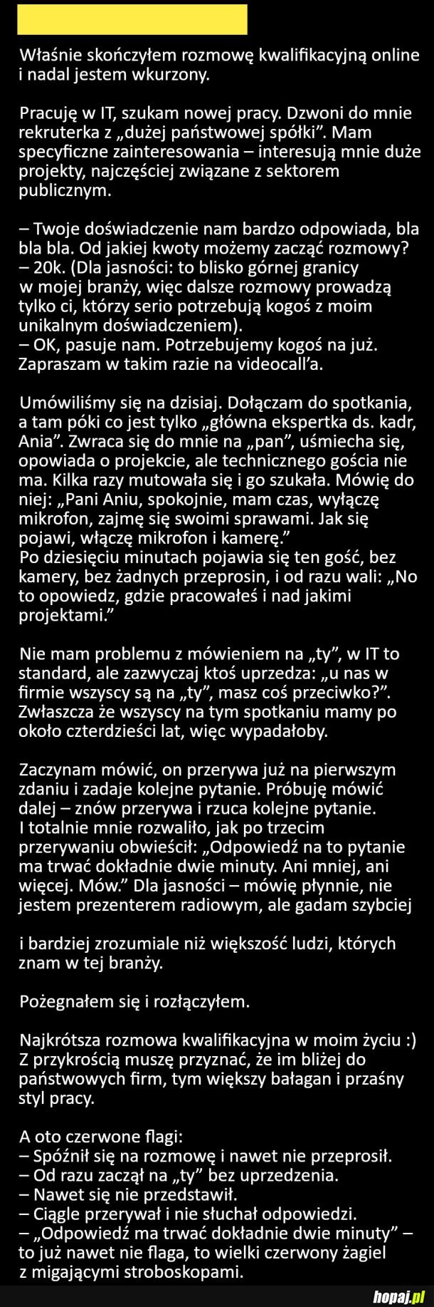 Najkrótsza rozmowa kwalifikacyjna w życiu