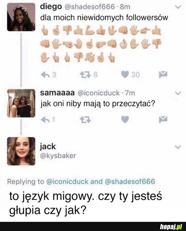 Dla moich niewidomych followersów