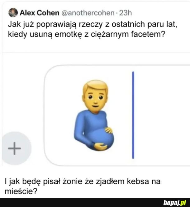 Emotka z ciężarnym facetem