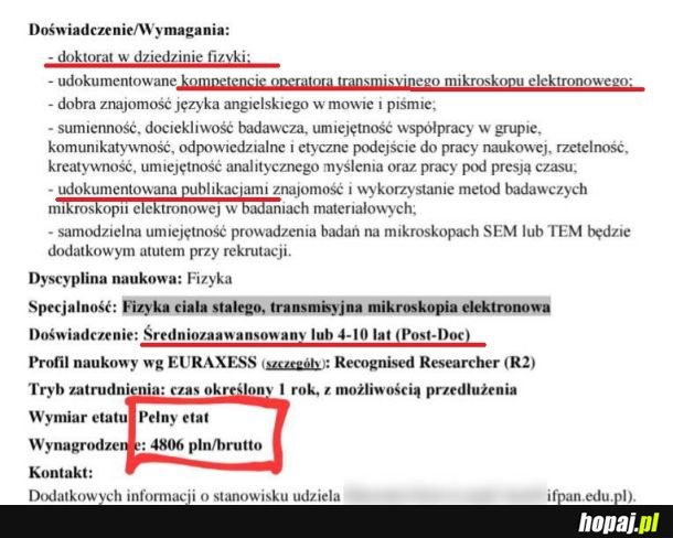 Trzeba było doktorat z fizyki zrobić a nie jęczeć, że pensja kiepska