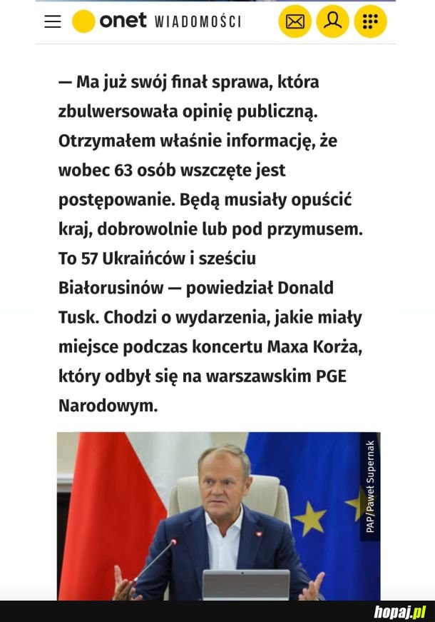 Donald Tusk o sytuacji na koncercie Maxa Korża
