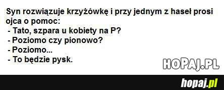 Syn rozwiązuje krzyżówkę...