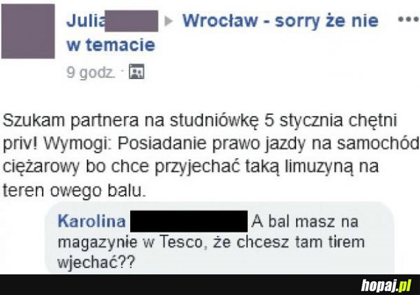 Partner na studniówkę poszukiwany!