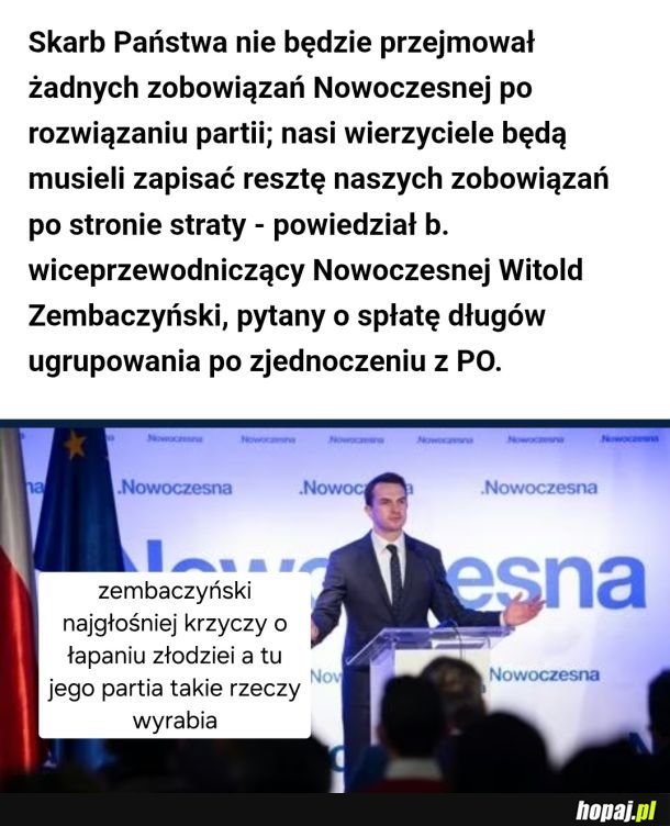 Długi są dla was biedaki dla nas ośmiorniczki - tak myślą złodziej KO