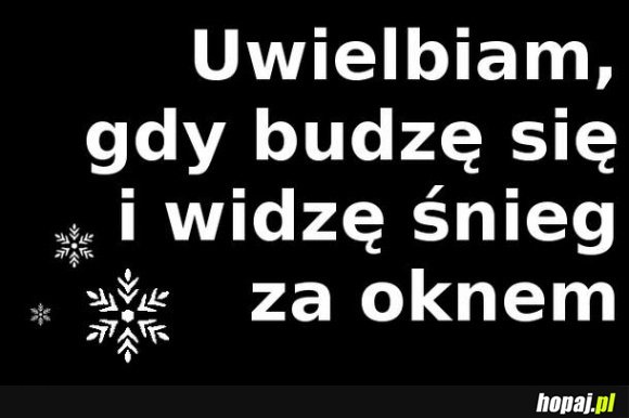 Uwielbiam, gdy budzę się i widzę śnieg za oknem