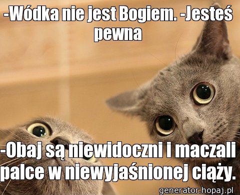 -Wódka nie jest Bogiem. -Jesteś pewna