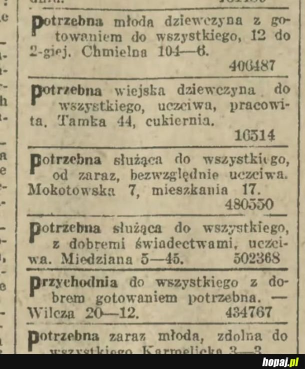 Kiedyś to były ogłoszenia o pracę