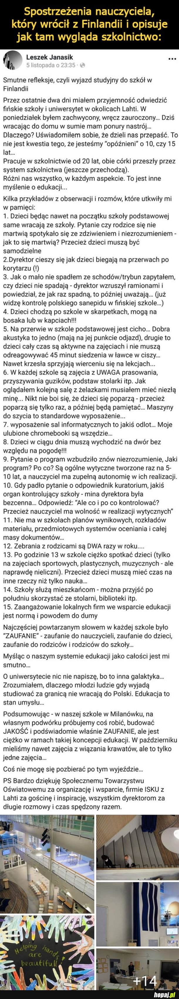 Spostrzeżenia nauczyciela, który wrócił z Finlandii