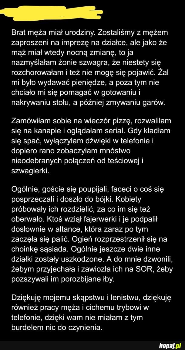Kiedy dzięki skąpstwu ilenistwu ominęła cię chryja