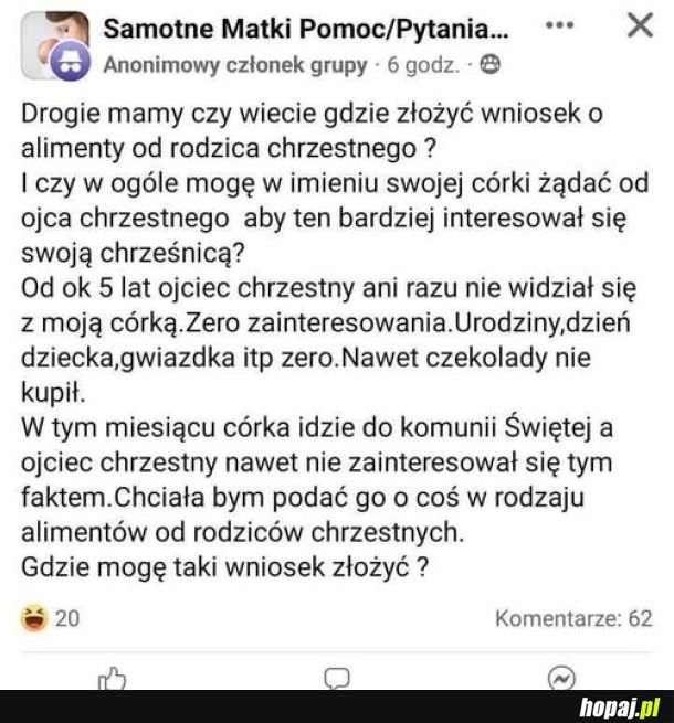 Alimenty od chrzestnego