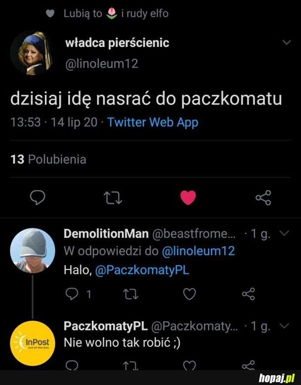Nie wolno srać do paczkomatu