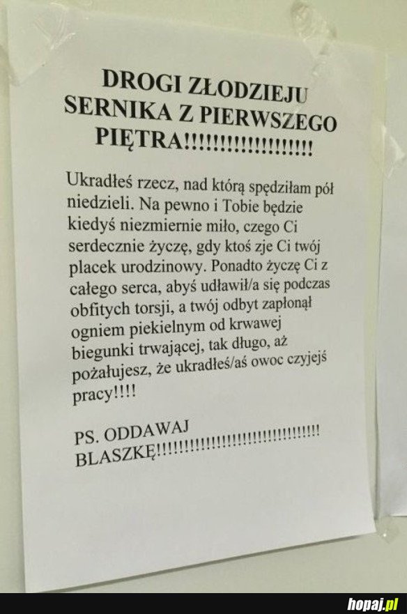 DO ZŁODZIEJA SERNIKA