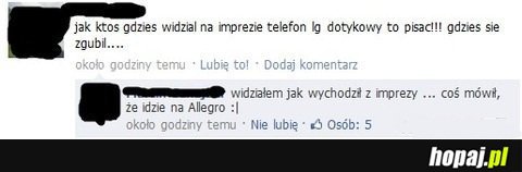 Ktoś widział na imprezie mój telefon?