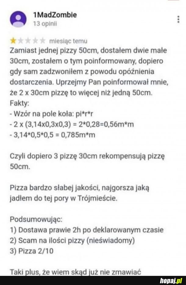 Nieświadomy scam na pizze