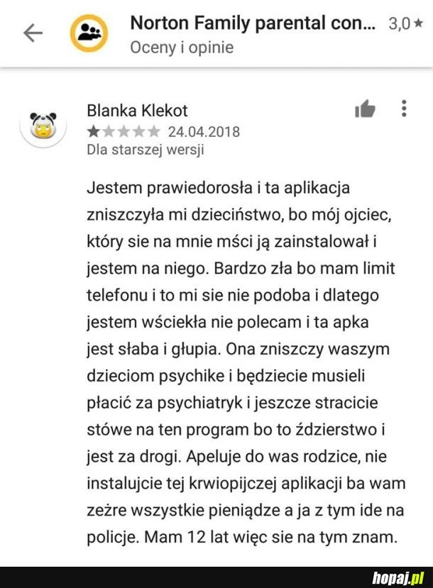 Komuś się chyba nie spodobała aplikacja