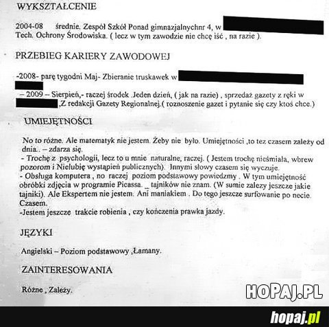 Kawałek epickiego CV