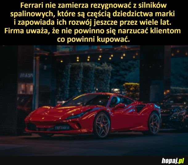 Ferrari nie zamierza rezygnować z silników spalinowych