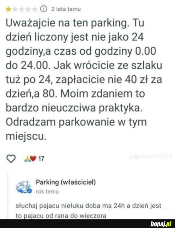 Uważajcie na ten parking