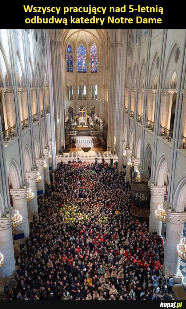 Wszyscy pracujący nad 5-letnią odbudwą katedry Notre Dame