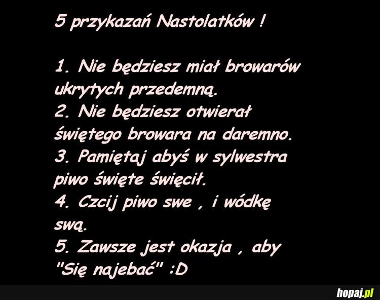 5 przykazań nastolatków