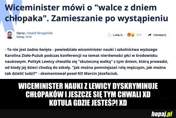 Lewica walczy z dniem chłopaka XD