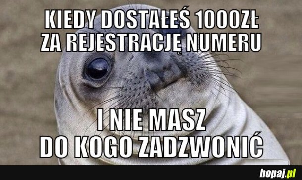 KIEDY DOSTAŁEŚ 1000ZŁ ZA REJESTRACJĘ NUMERU