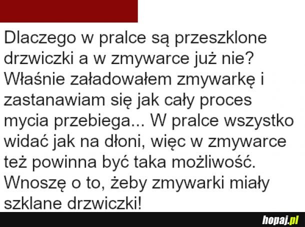 Zmywarki nie są gorsze od pralek i też potrzebują szklanych drzwiczek!