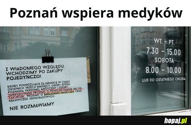 Osoby z tej piekarni proszone są o powstrzymanie się od proszenia kiedykolwiek o pomoc w szpitalu lub w przychodni