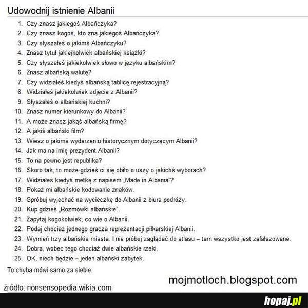 Udowodnij istenienie Albanii