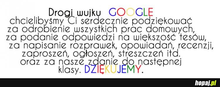 Dziękujemy wujku Google