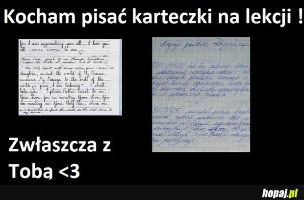 Kocham pisać karteczki na lekcji!