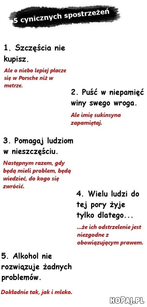 5 cynicznych spostrzeżeń