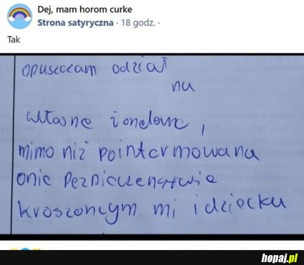 Szkoda, że nie ma obowiązku, żeby skończyć chociaż trzy klasy podstawówki, żeby mieć dziecko :(