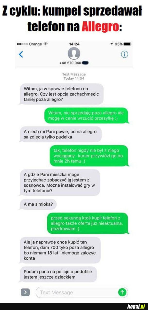 SPRZEDAŻ TELEFONU NA ALLEGRO