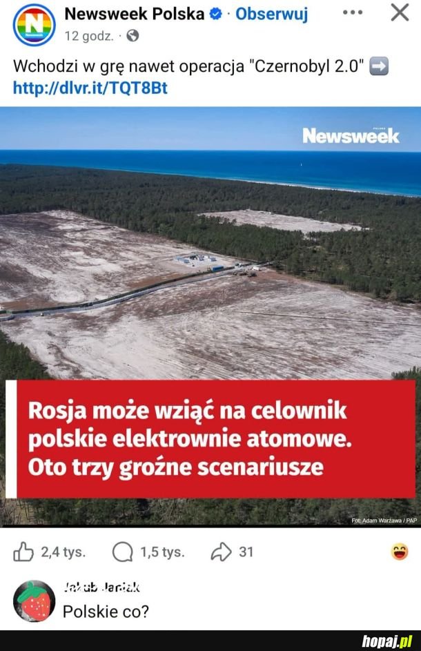 O nie, tylko nie polskie elektrownie atomowe...