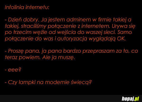Czy lampki na modemie świecą?
