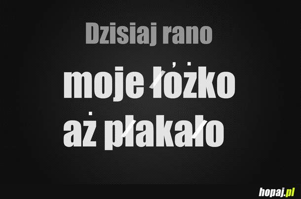 Dzisiaj rano moje łóżko aż płakało