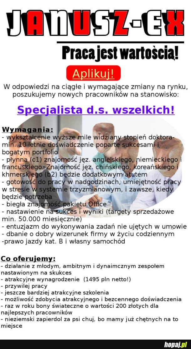 POWAZNE OGŁOSZENIE O PRACĘ