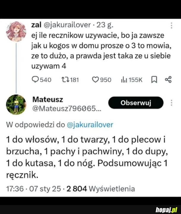 Ile ręczników używacie?