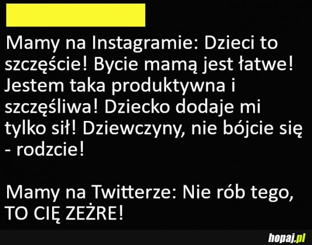 Różnice między mamami na insta i na twitterze